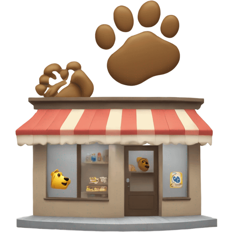 a paw store with a paw sign from half side view  emoji