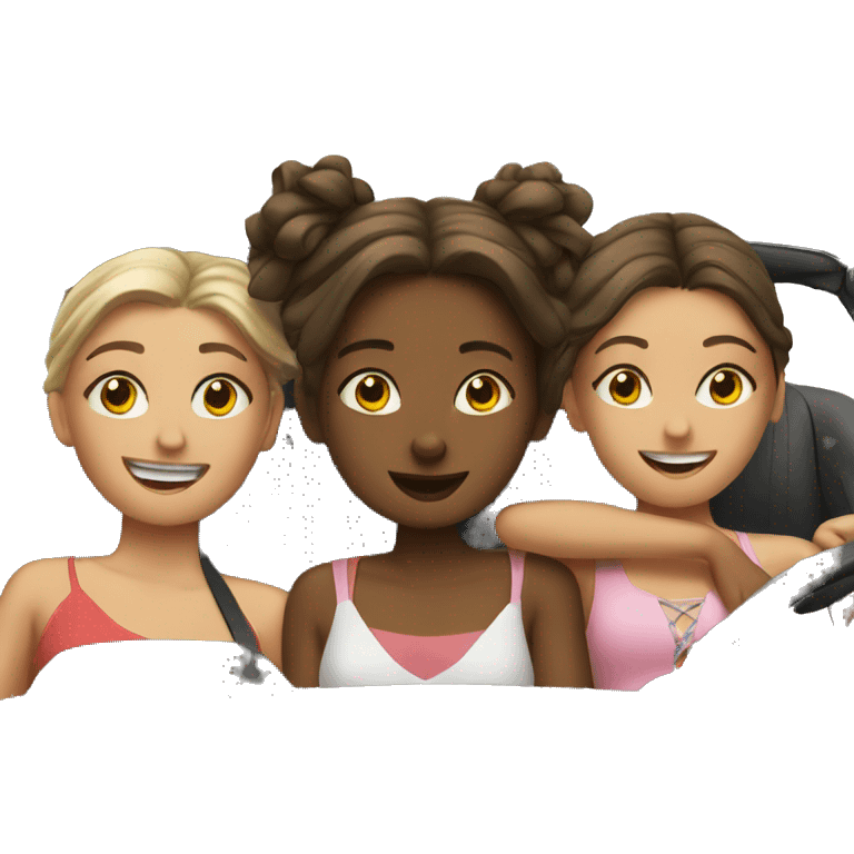 Three girls in a convertible emoji