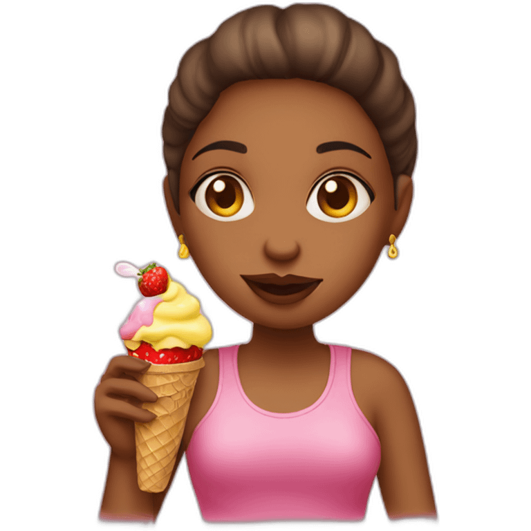 girl smoking a cigar and eating strawberry-lemon ice cream emoji