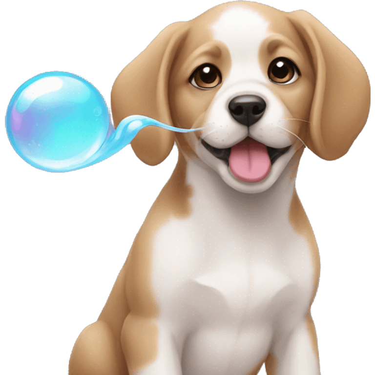 puppy blowing a bubble emoji