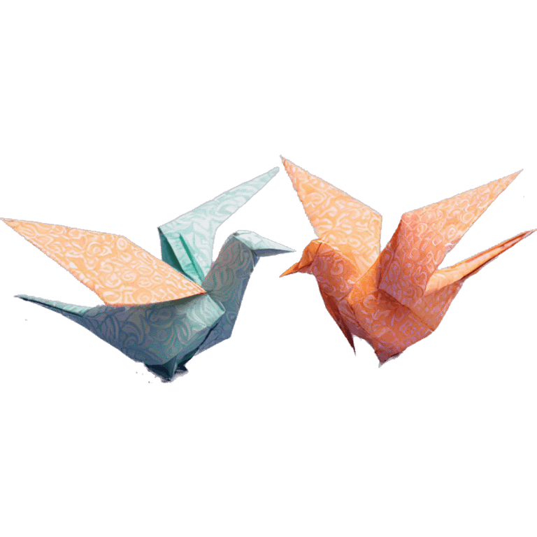 Origami birds made of patterned paper emoji