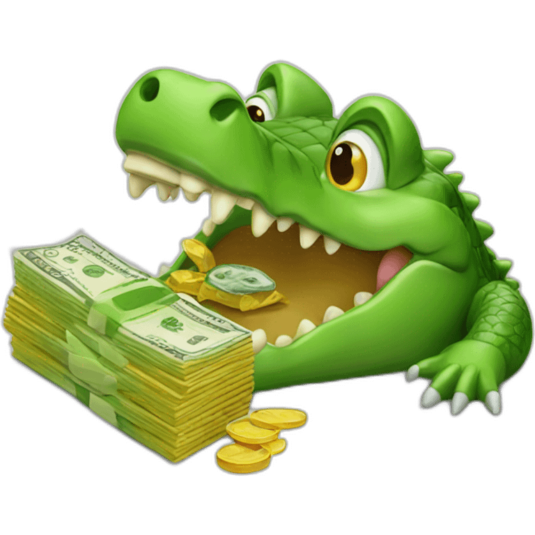 Crocodile eating money emoji