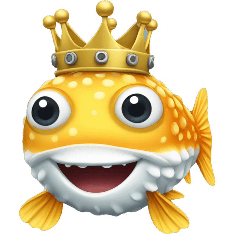 puffer fishing wearing a crown  emoji