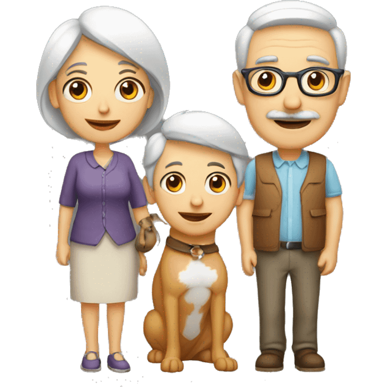 papá y mamá con perro salchica emoji