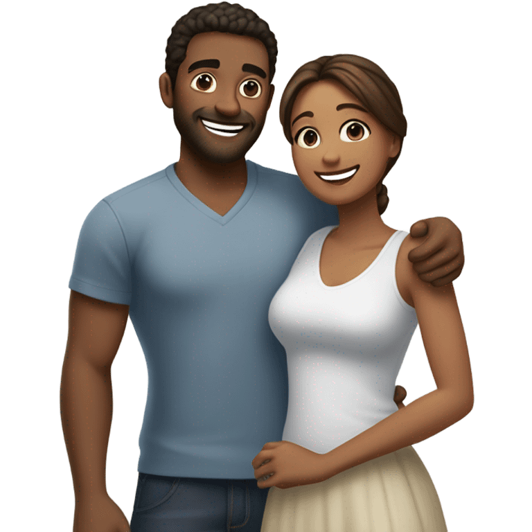 happy couple portrait outdoors emoji