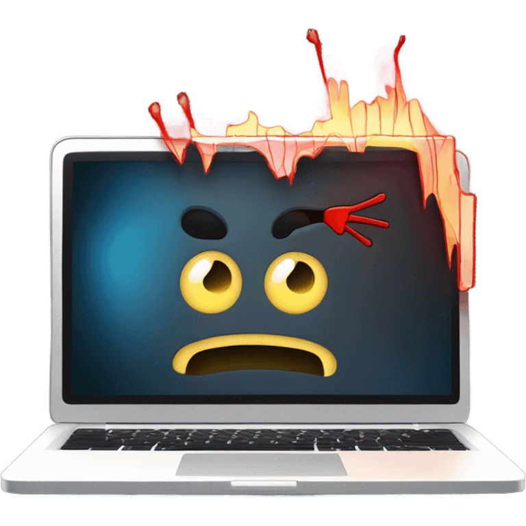 Laptop with a sickness  emoji