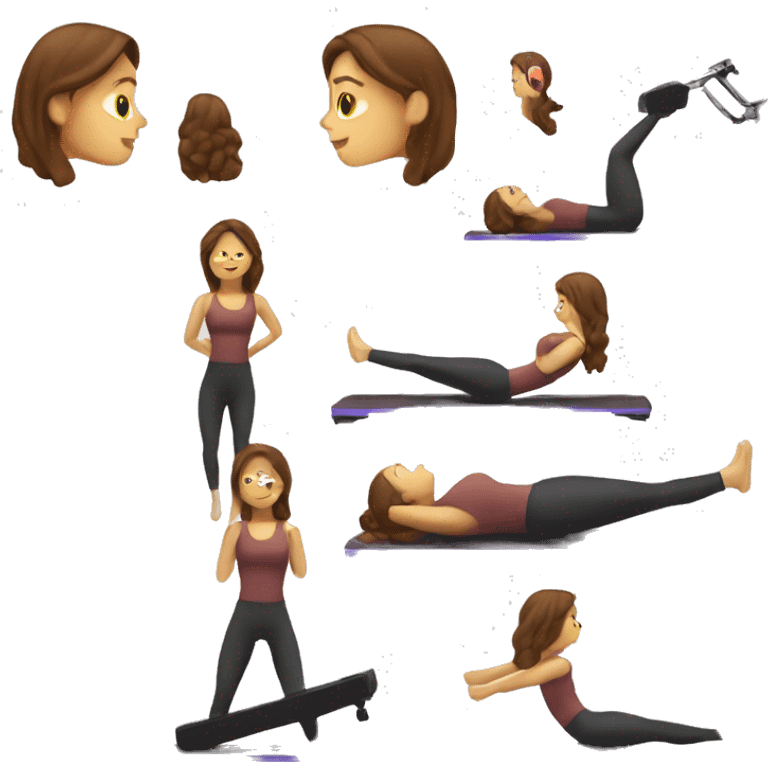 a woman with brown long hair making pilates exercises on a machine emoji