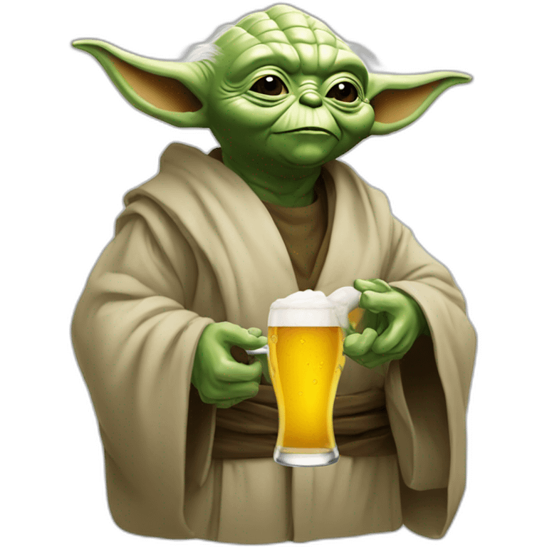 Yoda buvant une bière emoji