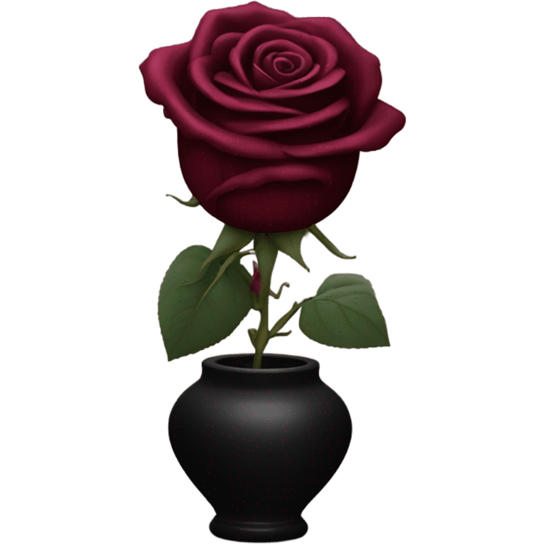 burgundy rose in black vase emoji