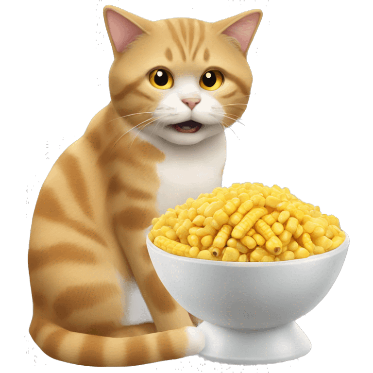 The cat eats corn scared emoji