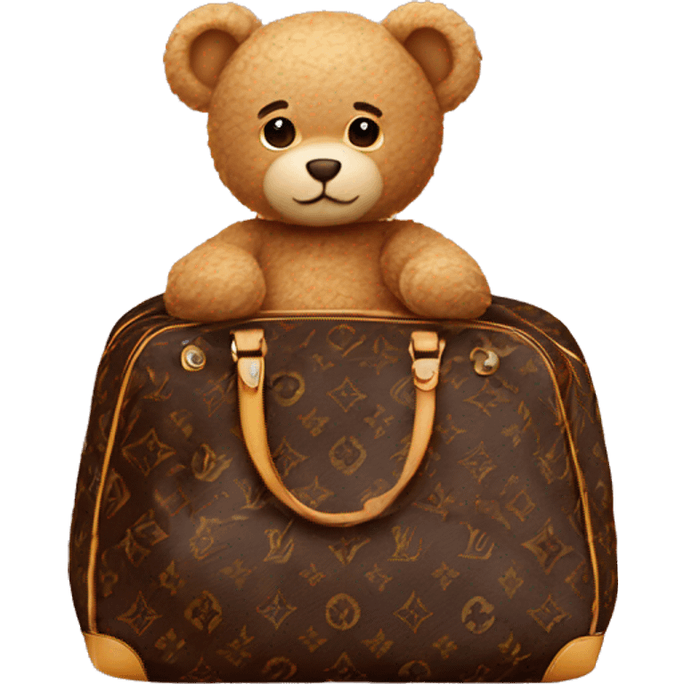 Teddy sitting in Louis Vuitton bag emoji