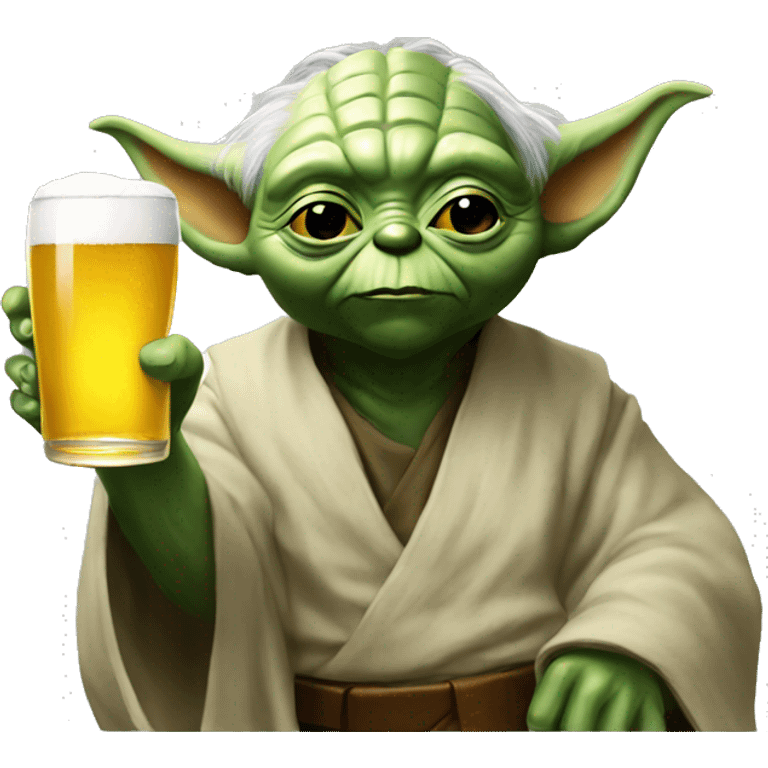 Yoda drinks beer emoji