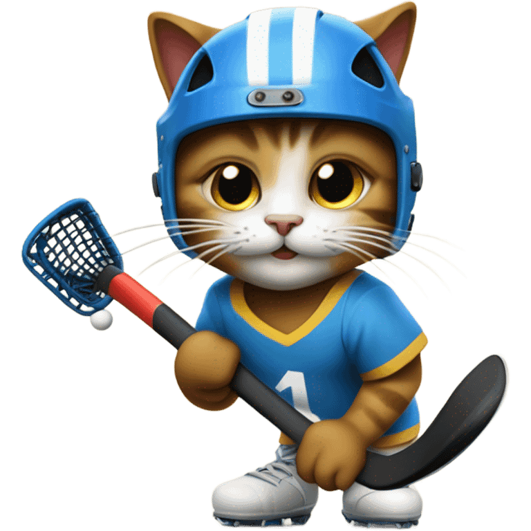 cat playing feild hockey emoji