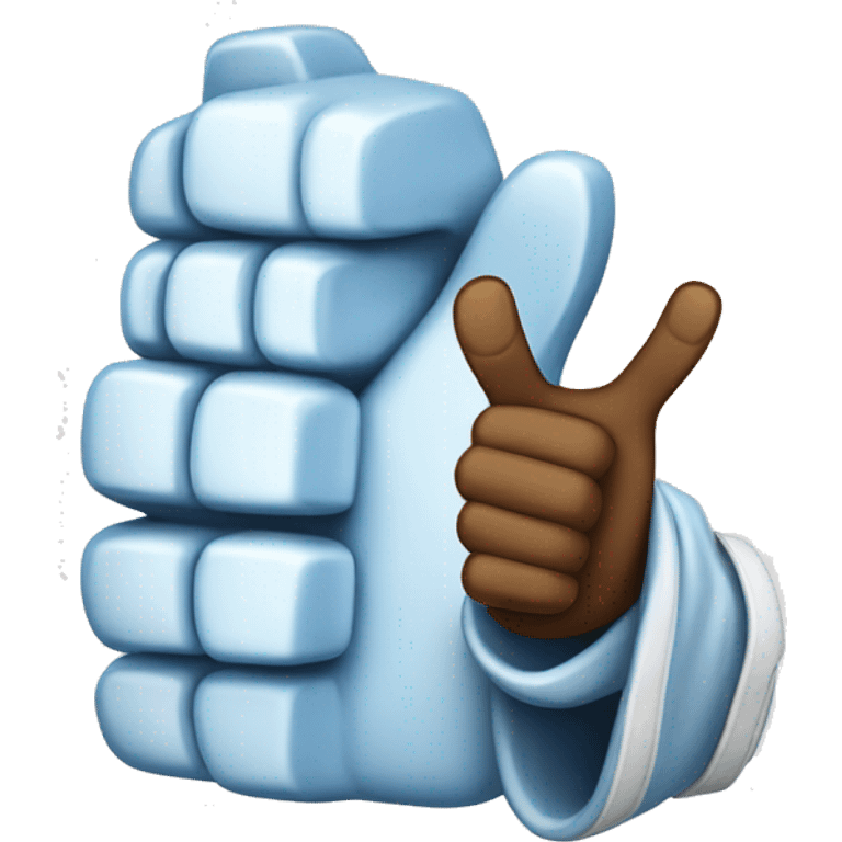 Ice chiseled white thumbs up emoji