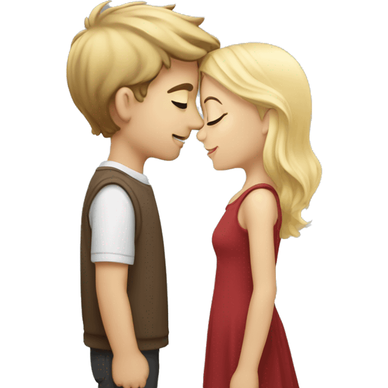 A Boy with brown hair kissing a girl with blonde hair emoji