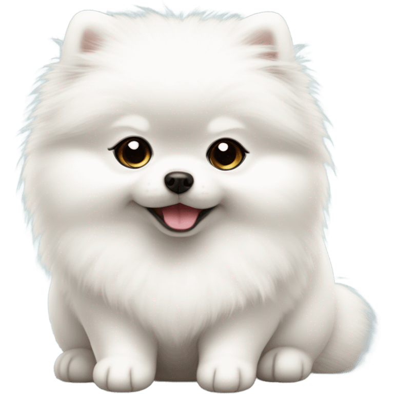 Cute chubby white baby pomeranian  emoji