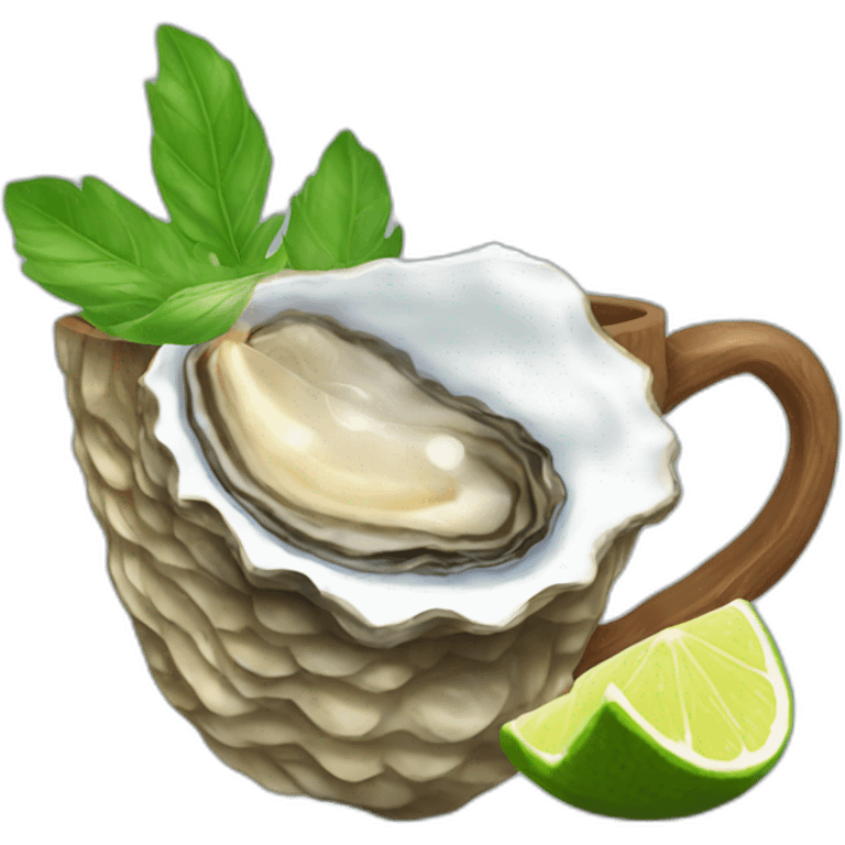 Oyster drinking moscow mule emoji