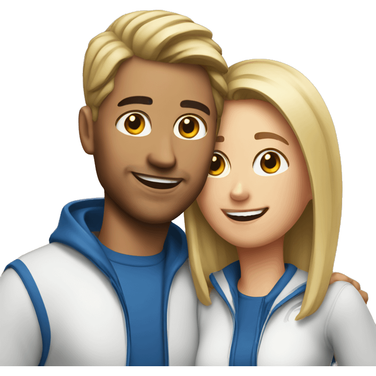 happy couple with sports outfit  emoji