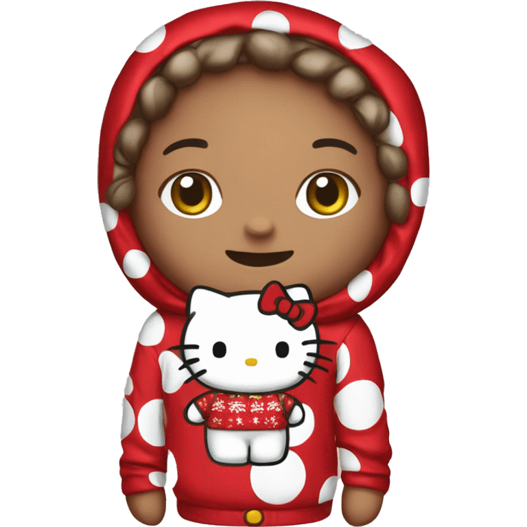 Hello kitty in Christmas pajamas emoji