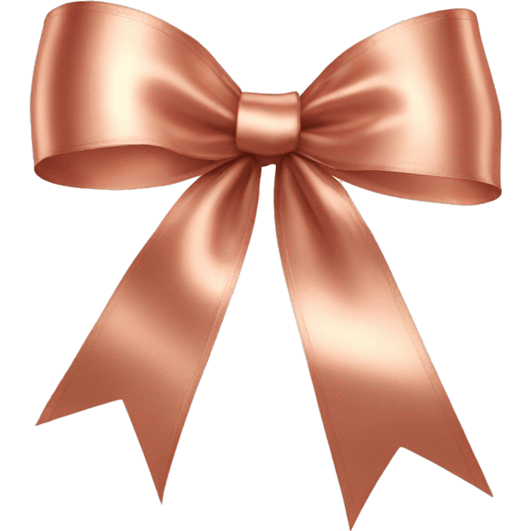 Realistic isolated rose gold shiny silk ribbon bow. emoji