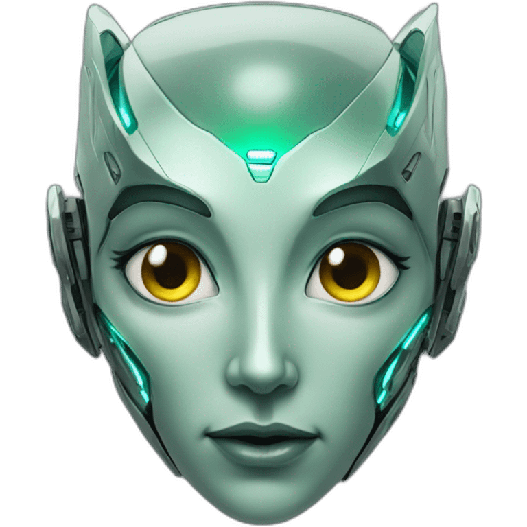 Cyber futuristic elf robot face emoji