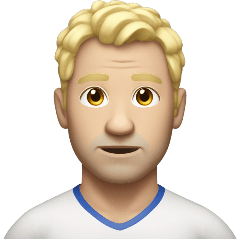 man with a curious and interested face, white skin, hairstyle and wearing a wrestling shirt emoji