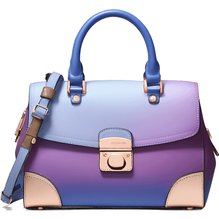 Realistic blue ,purple,and taupe  ombre with rose gold michael kors satchel purse. emoji