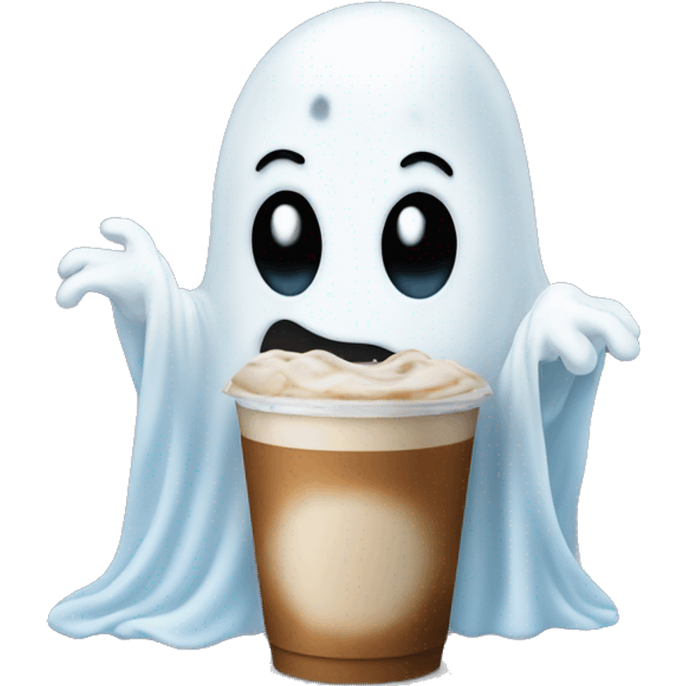 ghost with iced coff emoji