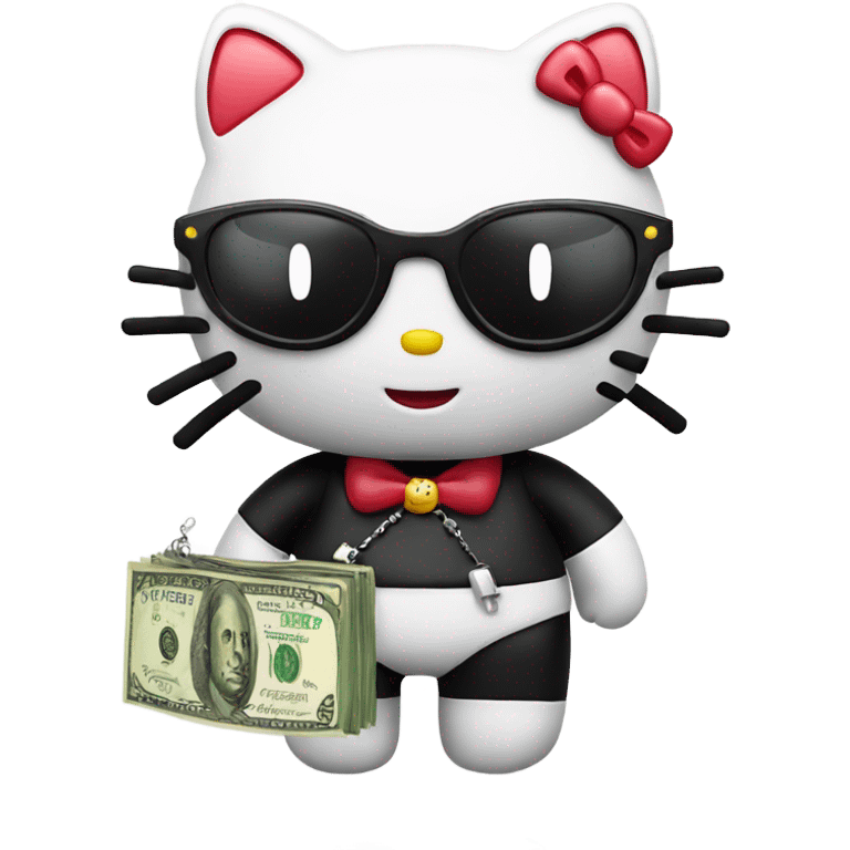 Hello Kitty with grills on teeth and a money sign necklace  emoji