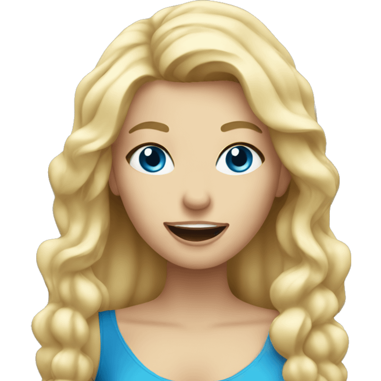 blonde girl blue eyes singing with microphone emoji