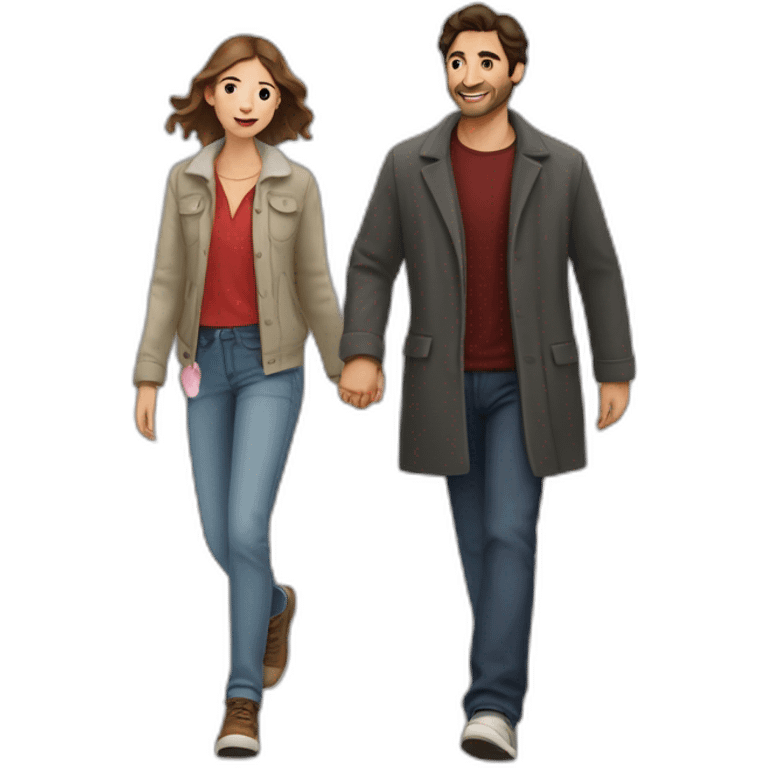 Valentin Demé and Faustine fleuret walking emoji