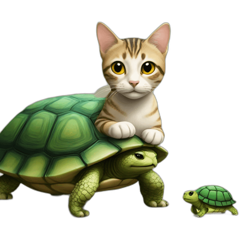 Cat on turtle emoji