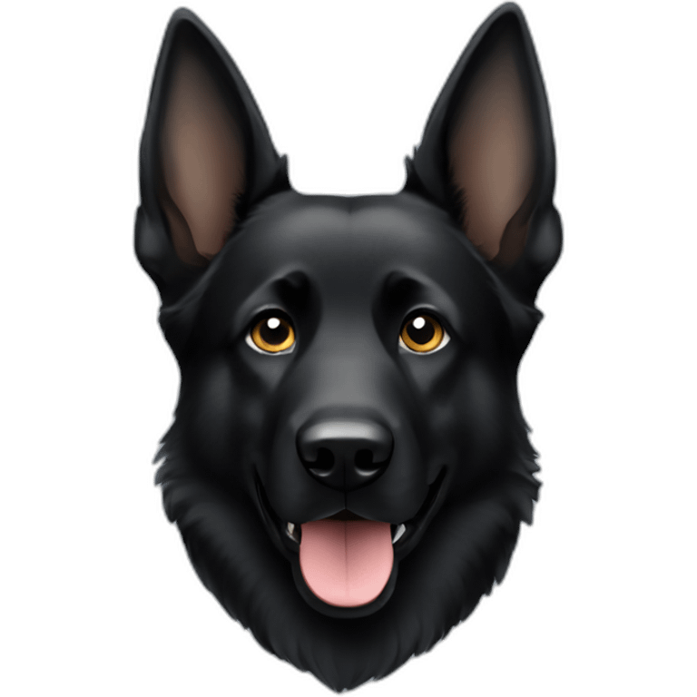 Black german shepherd presenting business emoji