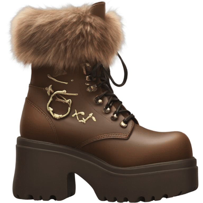 Platform Demonia High boots brown fur emoji