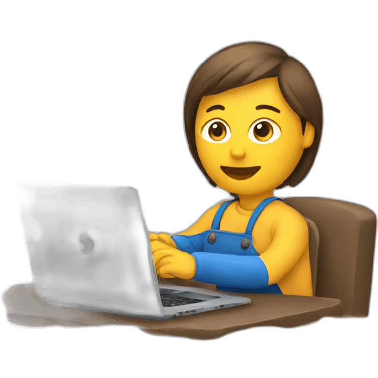 working on laptop with home emoji emoji