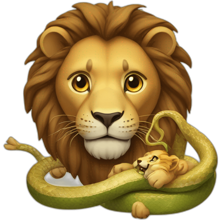 lion, snake, playing together emoji