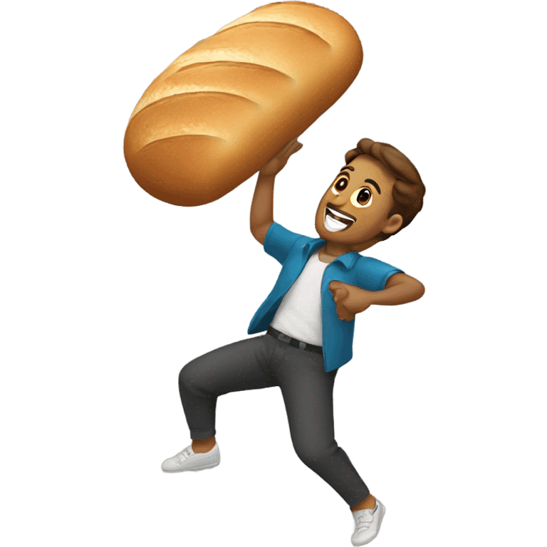 Throwing a bread roll emoji