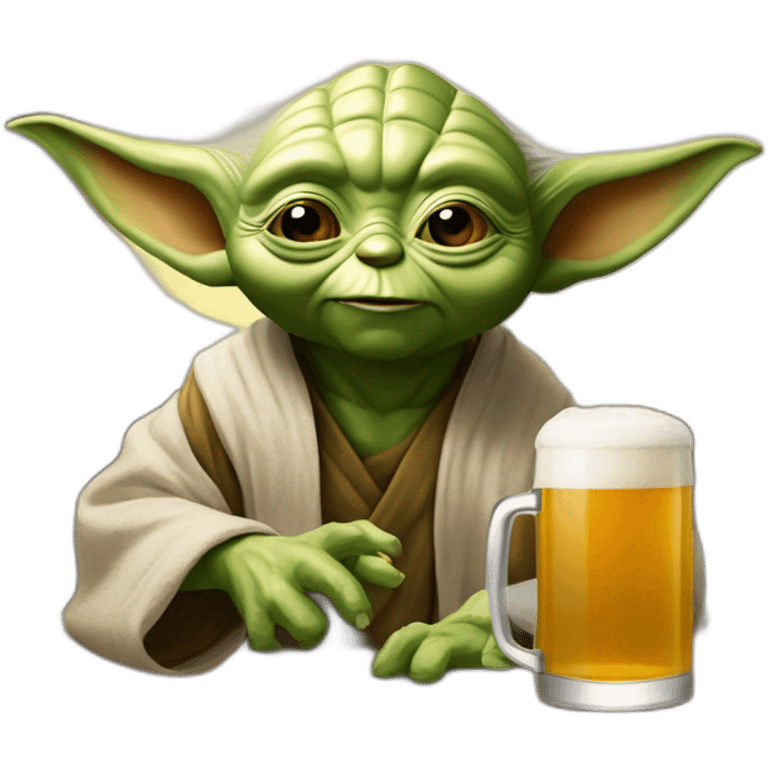 Behe Yoda en train de boire une bière emoji