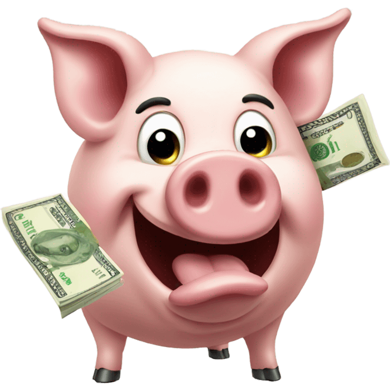 Pig with money coming out of mouth emoji