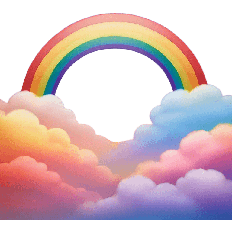 Cinematic Realistic Rainbow Emoji, Arching gracefully across the sky, with soft, glowing hues of red, orange, yellow, green, blue, indigo, and violet blending seamlessly into one another. The rainbow feels like a hopeful promise, gently illuminating the sky with a warm, uplifting glow. Soft glowing outline, capturing the essence of joy, hope, and vibrant color in a stunning rainbow! emoji