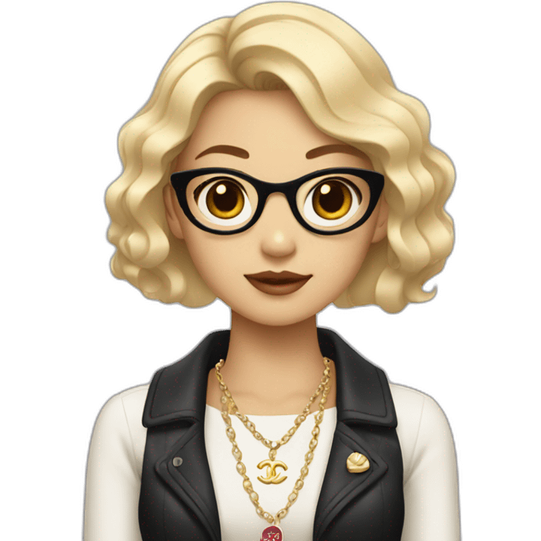 Blonde Asian girl with Chanel bag and necklace emoji