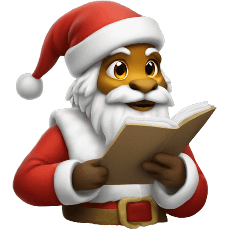 Dragon Santa checking his list emoji