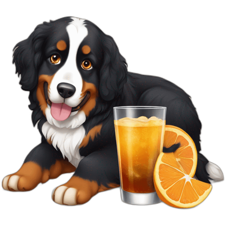 Bernese mountain dog having a aperitif emoji