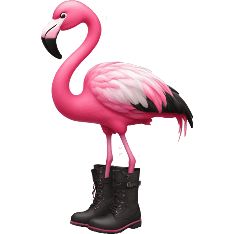 Flamingo in boots emoji