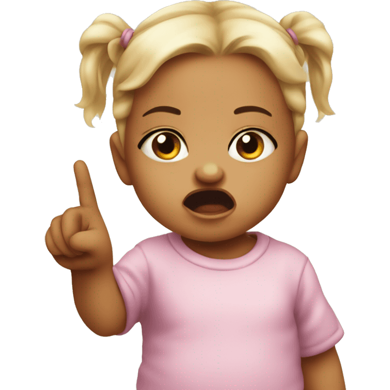 very furious baby girl toddler pointing with hand at someone emoji