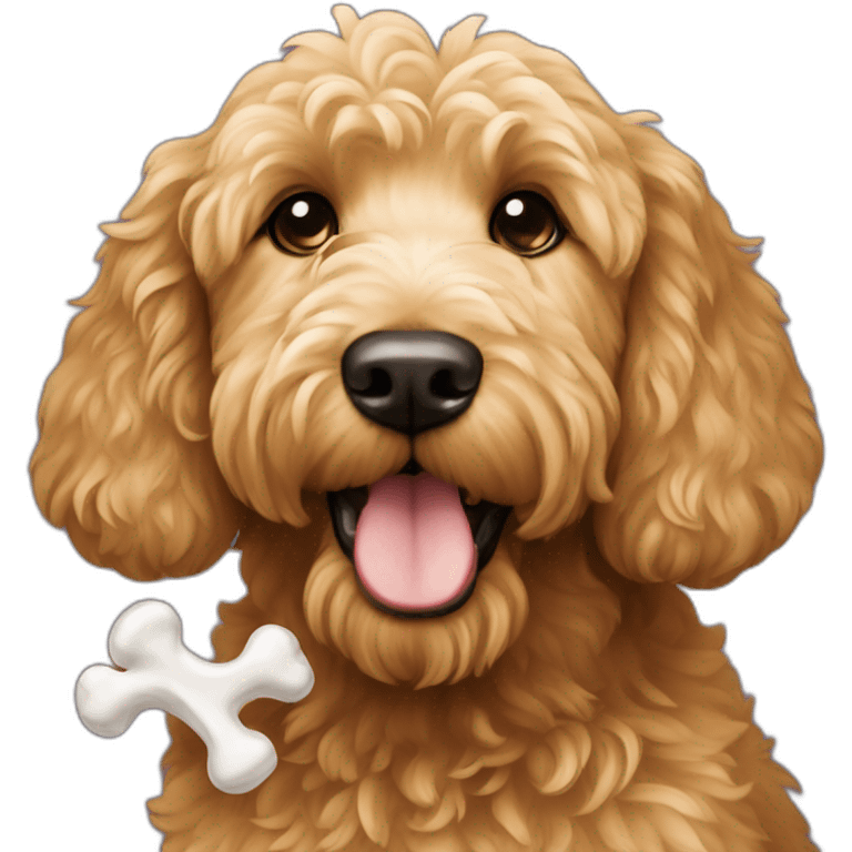 Goldendoodle with bone emoji