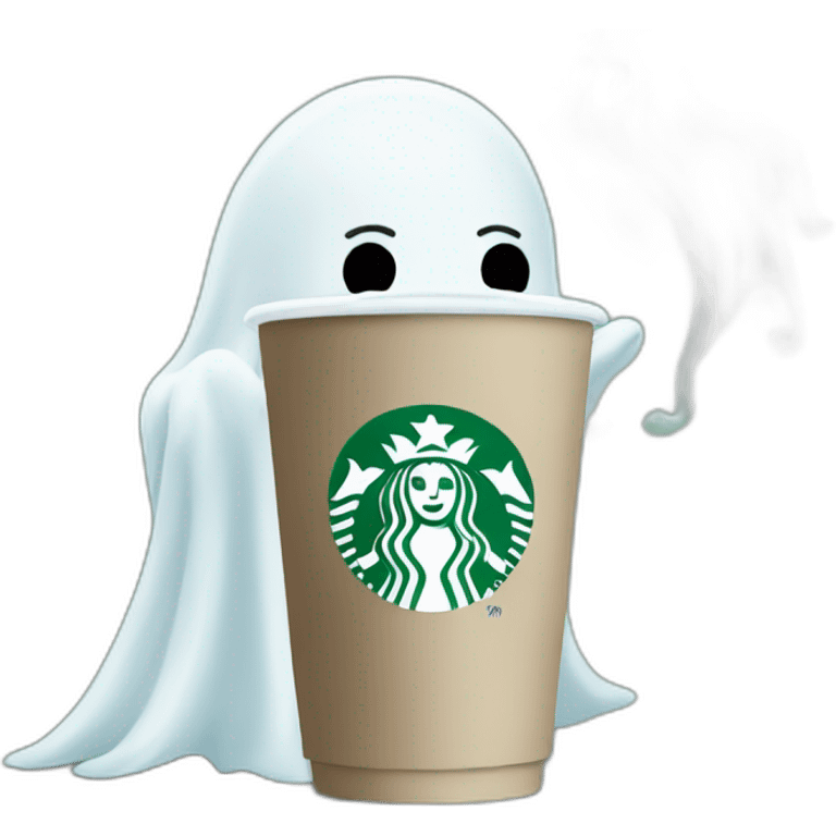 Ghost drinking starbucks emoji