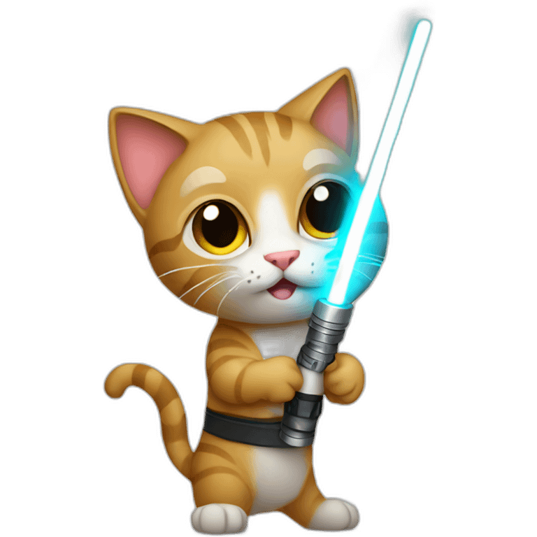 cat holding light saber emoji