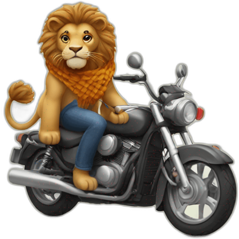 lion with scarf on motorcycle emoji