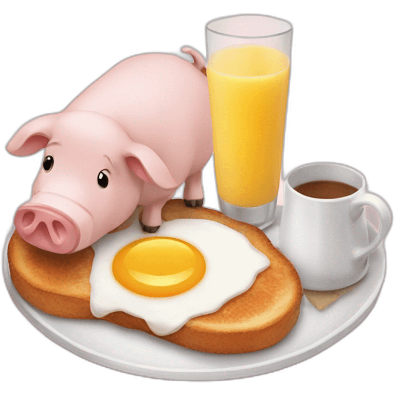 Breakfast for two between a pig and a sheep emoji